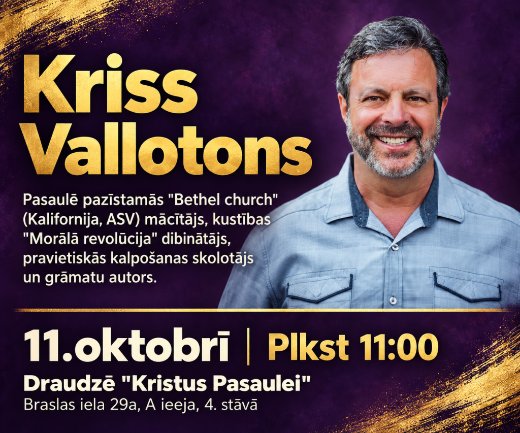 Šo svētdien, 11.oktobrī plkst. 11:00, mūsu draudzē viesosies īpašs cilvēks – Kriss Vallotons (_Kris Vallotton_)